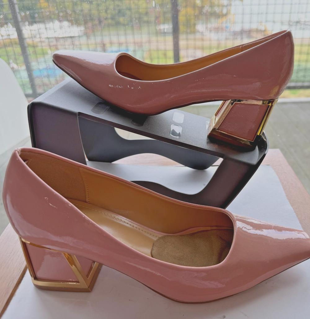 Statement Women's Blink Pump blush gold Preppy, Party dress block heel size 8
